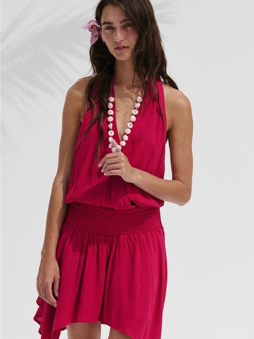 Free People Halter Beach Coverup in Fuchsia